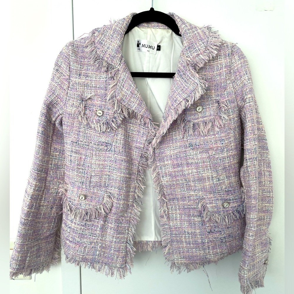 Light purple lavender tweed jacket NWOT